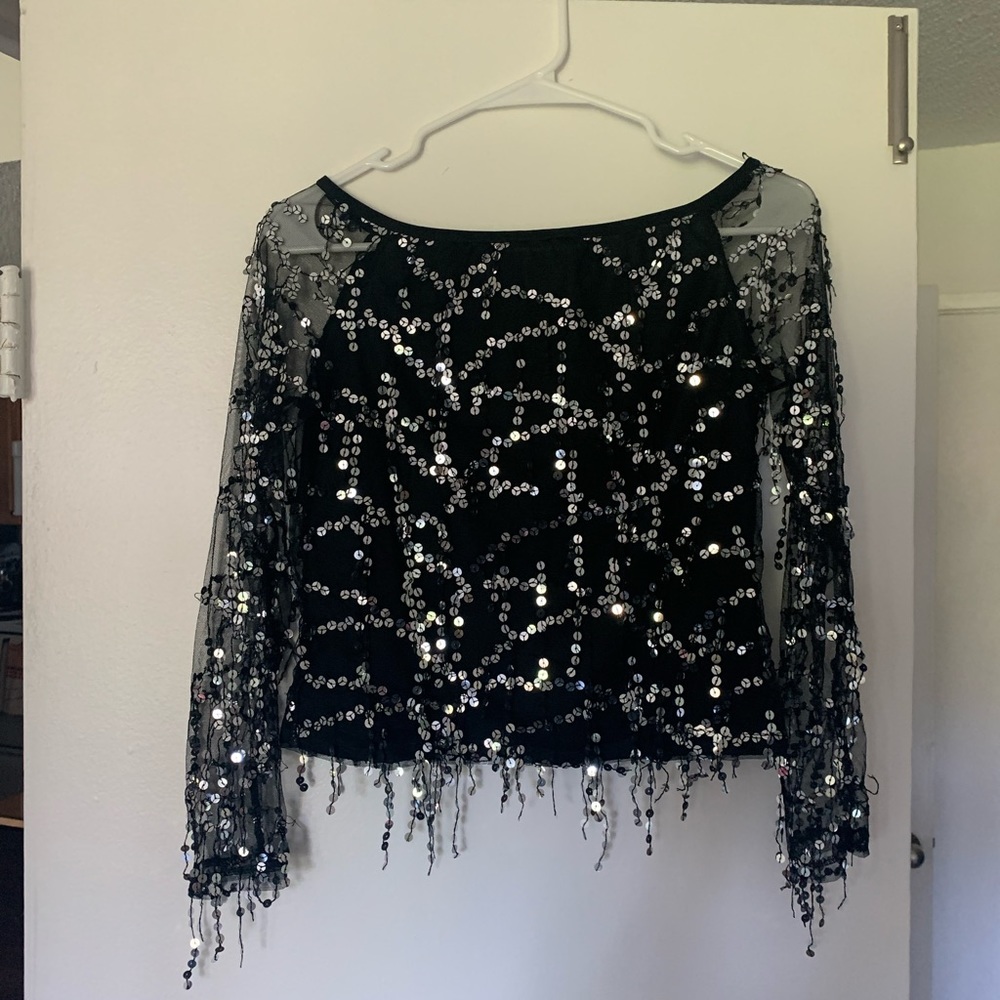 Sequin Sparkly Sheer sleeve top